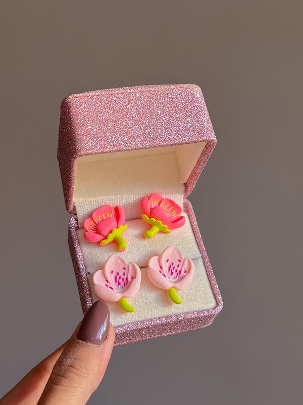 گوشواره گل خمیری🌸🌺