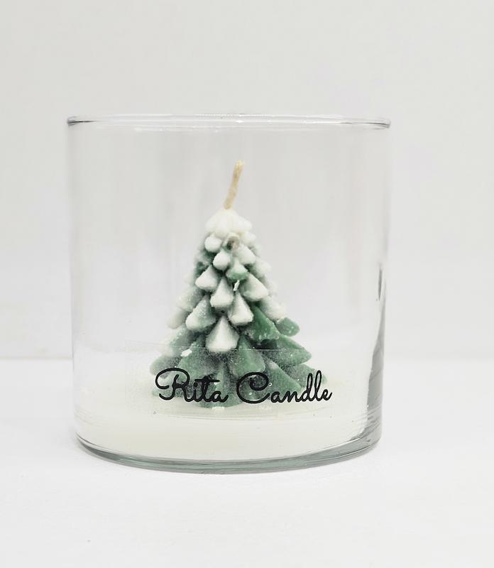 شمع لیوان کاج برفی