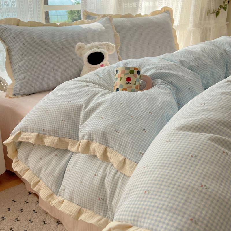 ست روتختی چهارخونه ابی