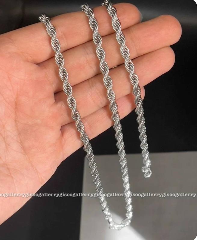 ست گردنبند و دستبند زنانه طنابی استیل