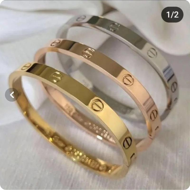 دستبند کارتیر سه عددی استیل طرح طلا