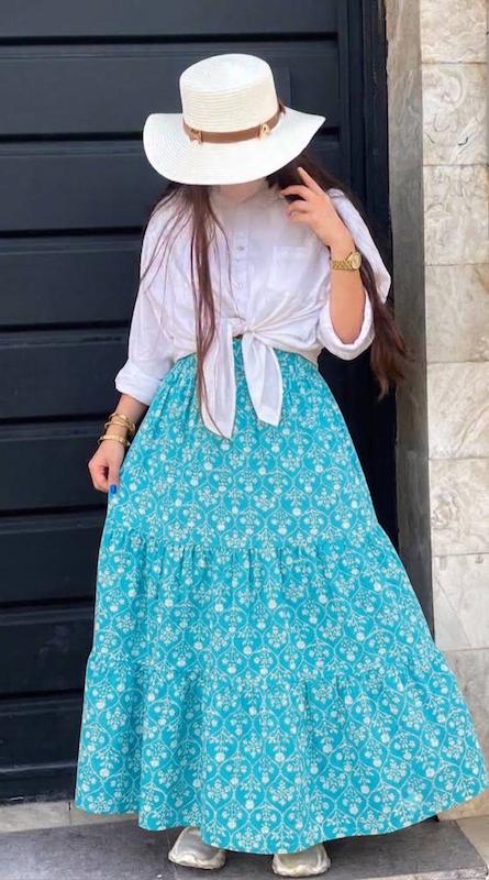 دامن طبقه ای گلدار بوگاتی