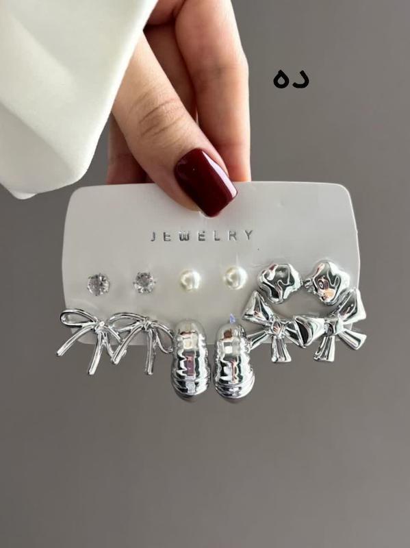 پک گوشواره آب نقره نقره ای