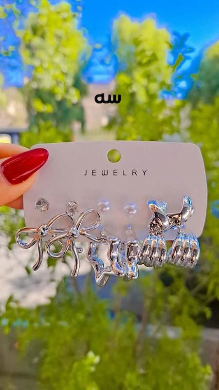 پک گوشواره آب نقره نقره ای