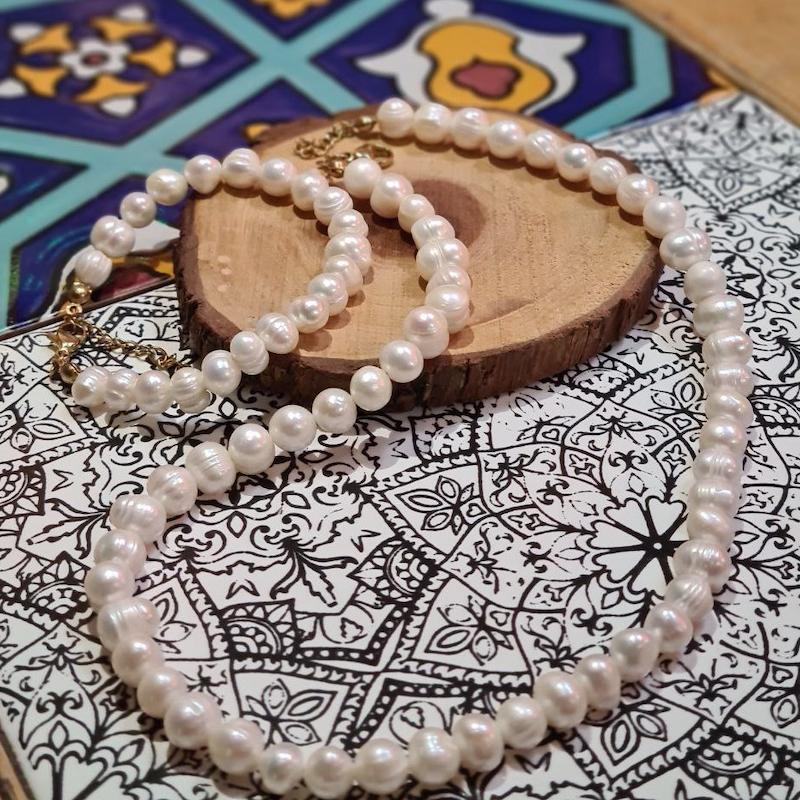 گردنبند و دستبند مروارید پرورشی (اصل)