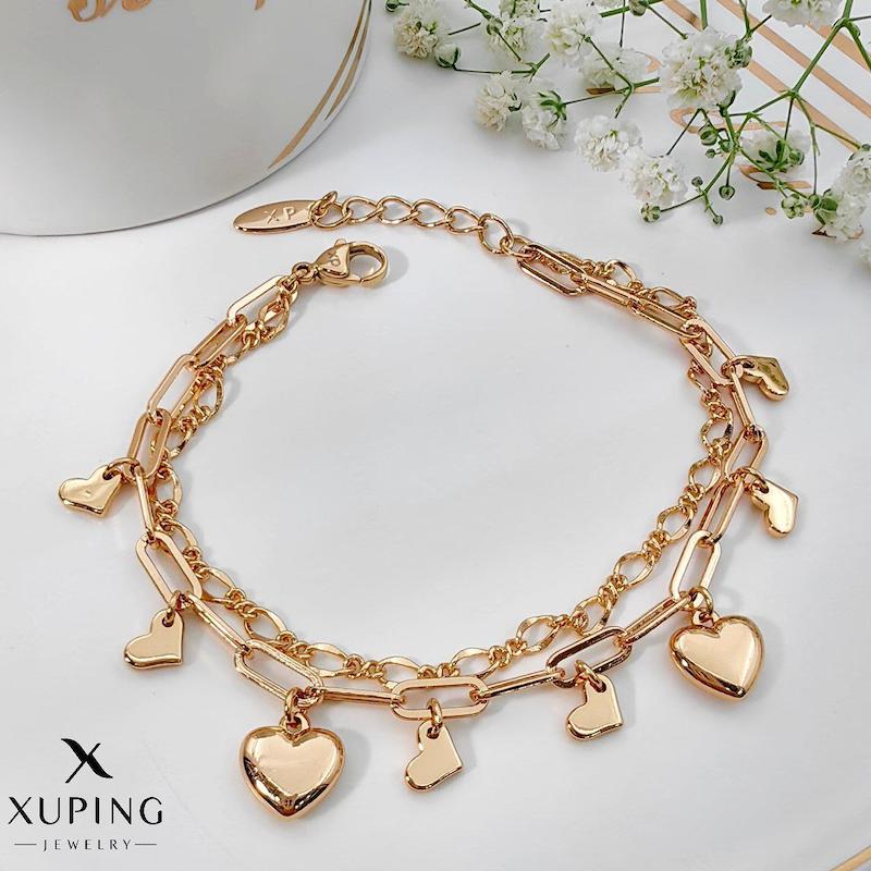 دستبند دو ردیفه ژوپینگ طرح آویزدار قلب کد XJ08