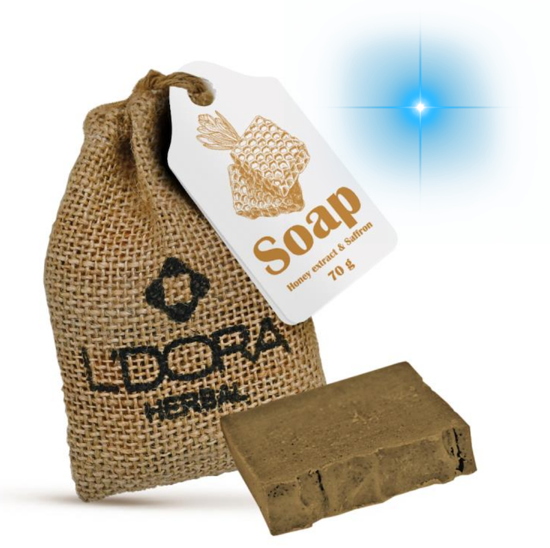 صابون گیاهی حاوی عصاره‌عسل و زعفران لدورا هربال 70 گرمی