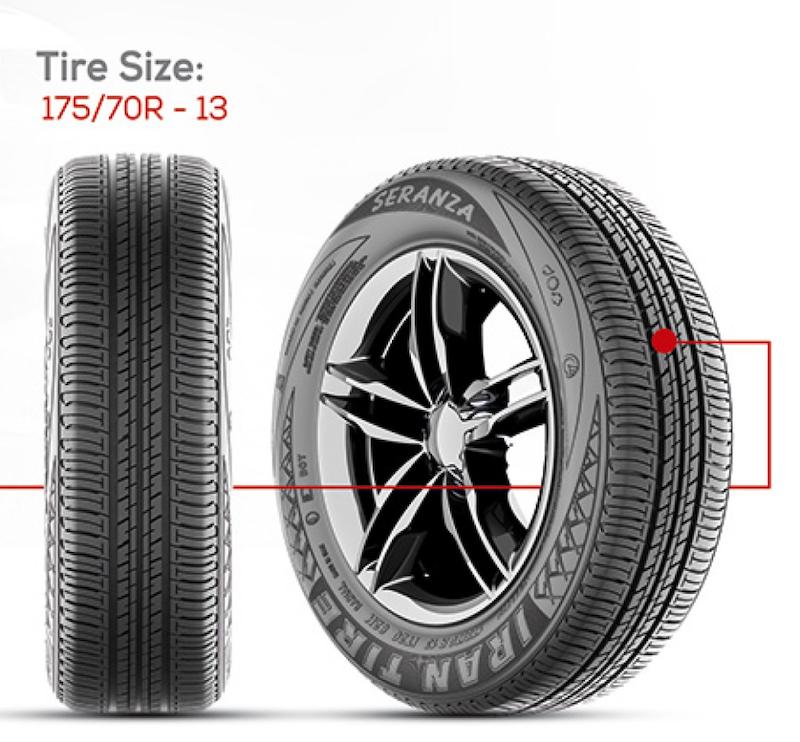 لاستیک ایران تایر سایز 175/70R13 طرح سرانزا تولید 202(قیمت حلقه ای)