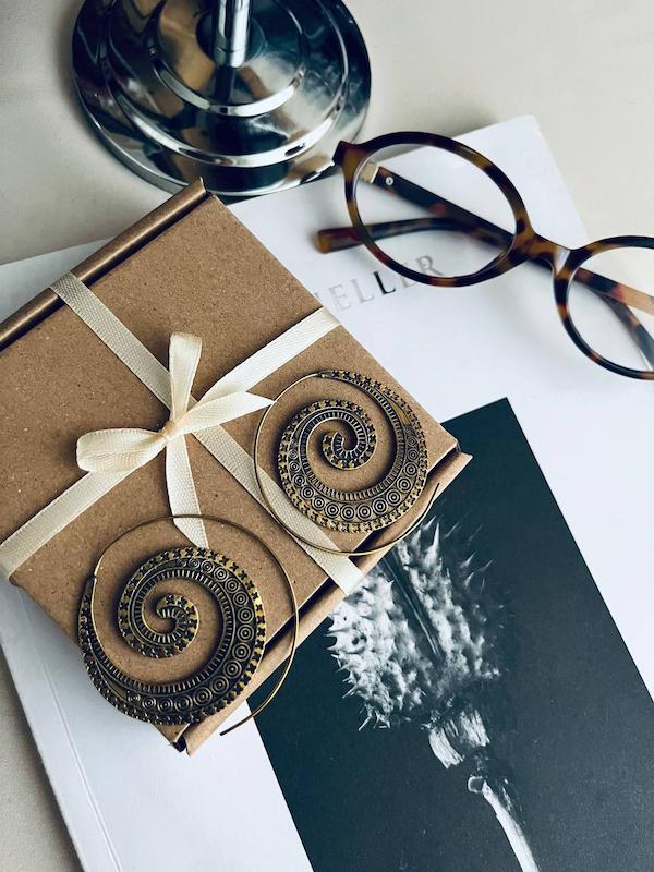 گوشواره اسپرال برنجی گلد و سیلور