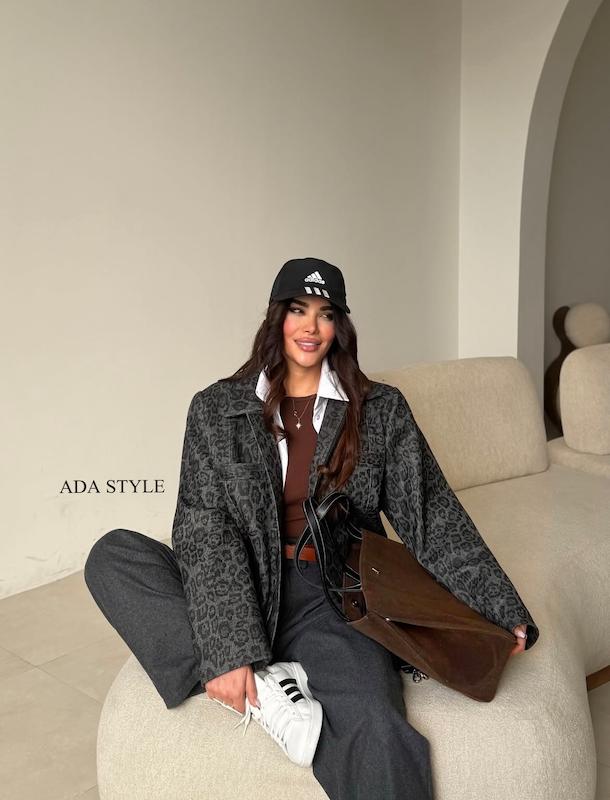 بامبر پلنگی مشکی طوسی زیپدار