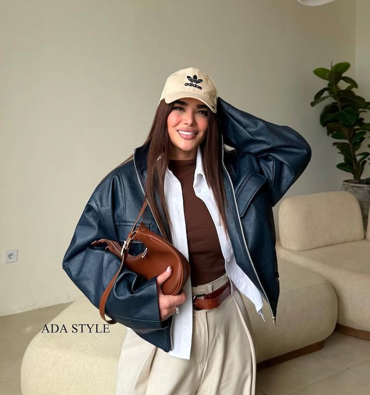 کت چرم سورمه ای  (ارسال فوری)