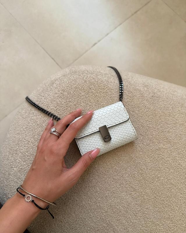 مینی بگ سفید چرم گاویی