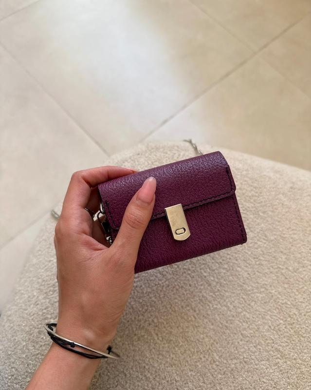 مینی بگ بنفش چرم گاویی