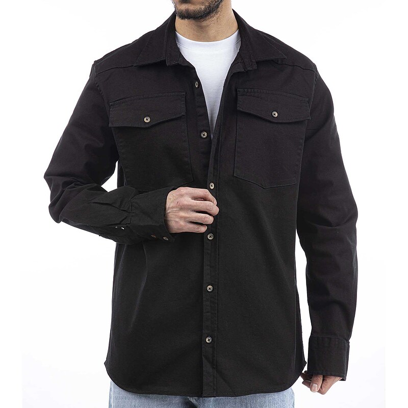 پیراهن overshirt آستین بلند کتان -- 1415374