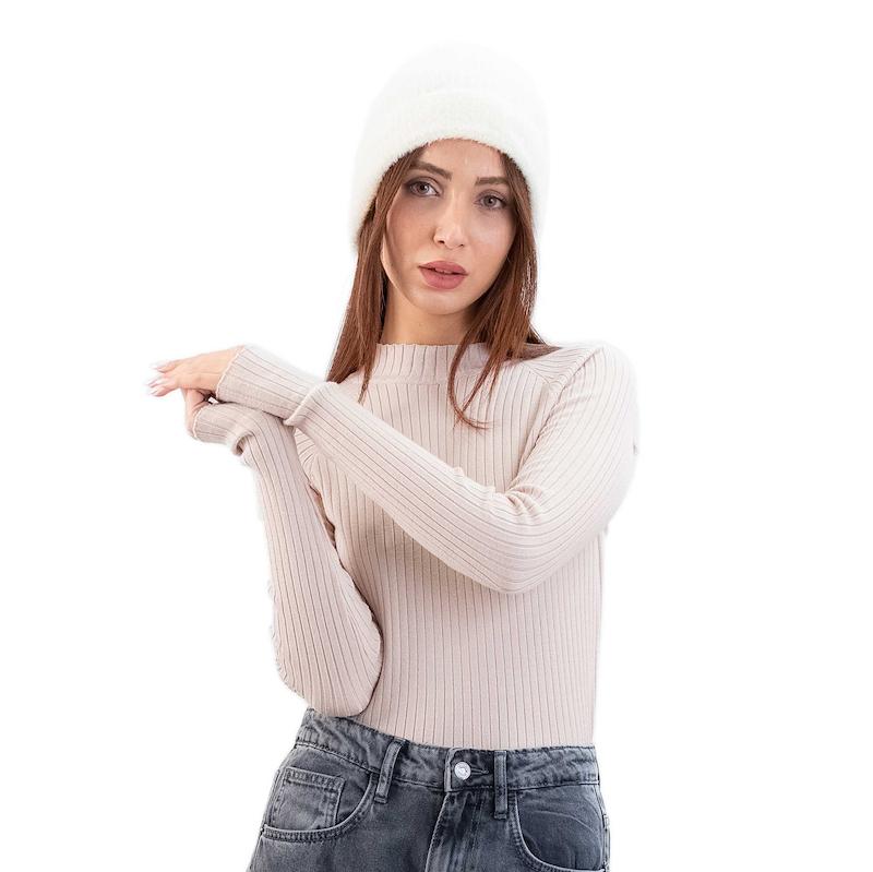 پلیور یقه ایستاده اسلیم فیت زنانه - 03251113