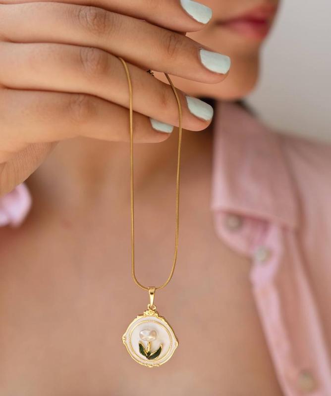 گردنبند مینا تک گل