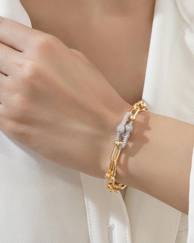 دستبند زنانه وارداتی طرح تیفانی tiffany رنگ طلایی و نقره ای