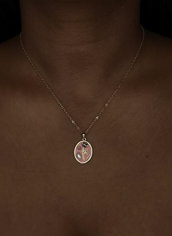 گردنبند مینا گل صورتی