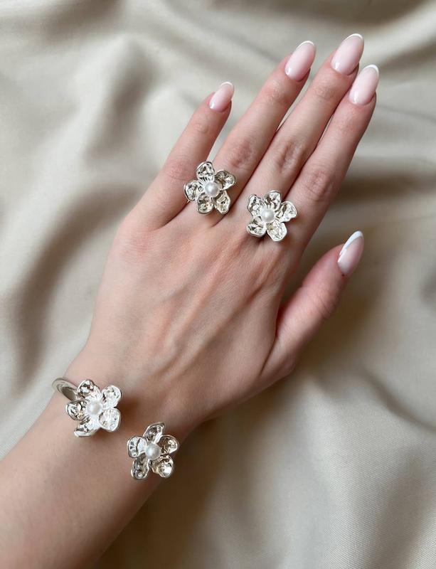 بنگی و انگشتر دوبل pearl flower