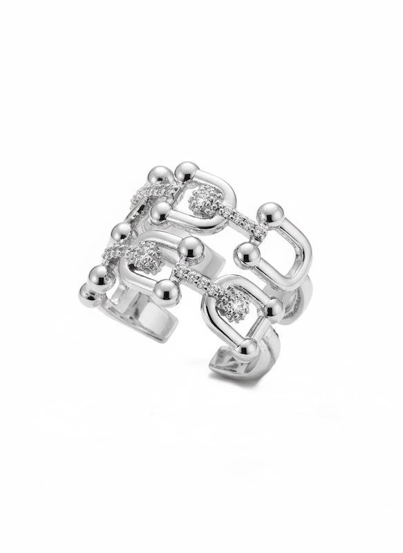 انگشتر زنانه وارداتی طرح نگینی TIFFANY تیفانی رنگ نقره ای فری سایز