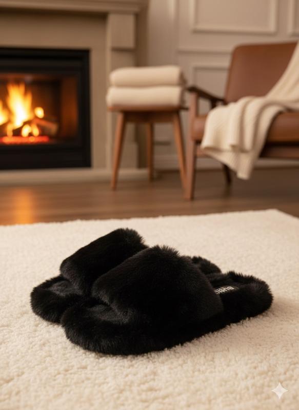 اسلیپر زنانه خزدار وارداتی مشکی