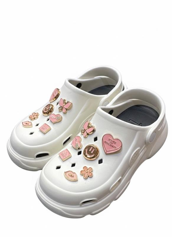 کراکس و دمپایی ساحلی زنانه مدل لاو LOVE رنگ سفید کفی EVA جنس سیلیکونی