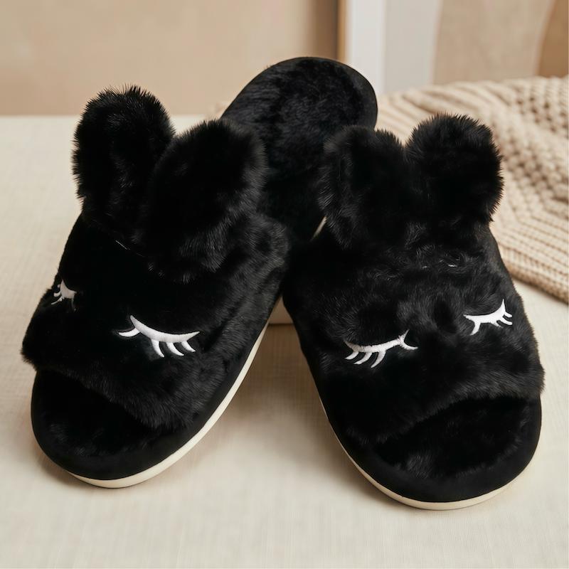 اسلیپر زنانه لواشکی چشم خرگوش مشکی