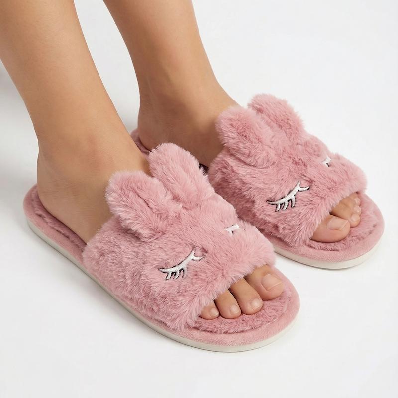 اسلیپر زنانه لواشکی چشم خرگوش صورتی