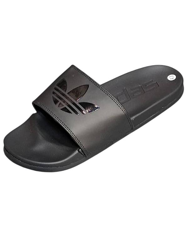 دمپایی مردانه adidas(آدیداس) وارداتی کفی بالشتی رویه مشکی لگو مشکی