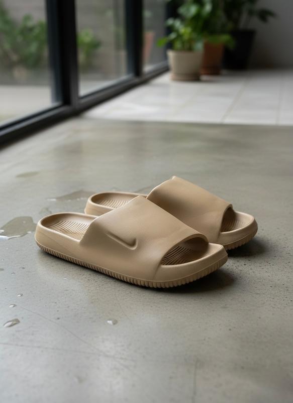 دمپایی مردانه نایکی NIKE وارداتی رویه ساده کفی EVA رنگ قهوه ای 