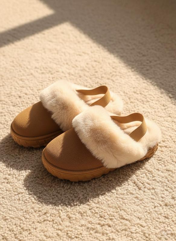 نیم بوت و آگ پشت کش دار زنانه طرح اسلیپر وارداتی تو خزدار دور دوخت قهوه ای