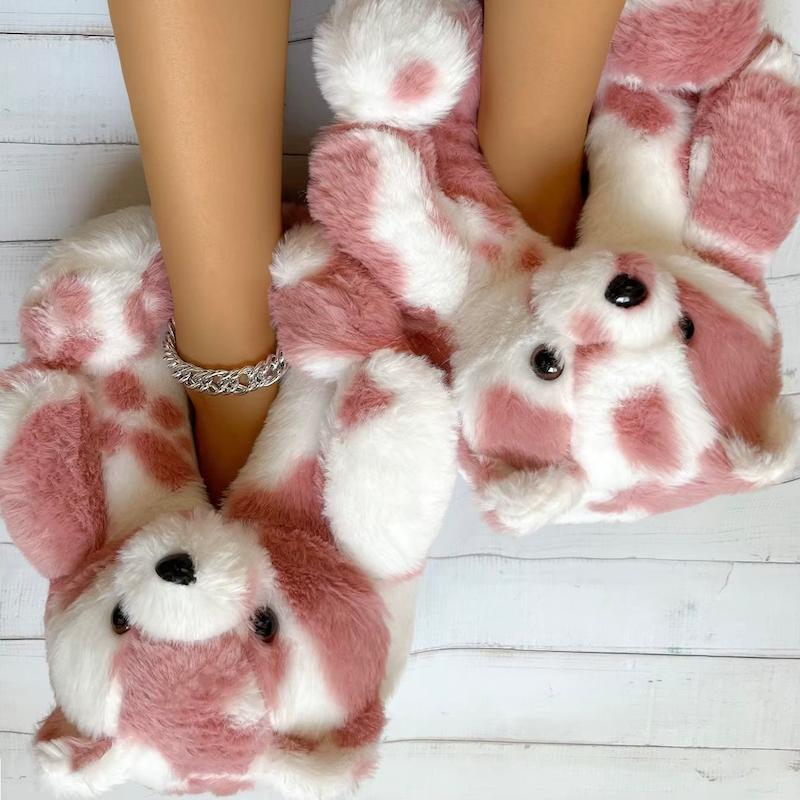  پاپوش و پاندوف وارداتی زنانه کفی پارچه ضد سر طرح تدی teddy خالدار فری سایز