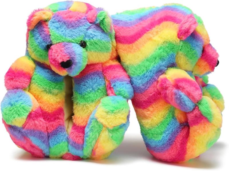 پاپوش و پاندوف وارداتی زنانه کفی پارچه ضد سر طرح teddy تدی  رنگین کمان فری سایز