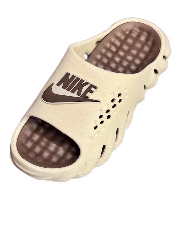 دمپایی ابری مردانه وارداتی بزرگ پا بسیار نرم طرح ددی نایکی nike رنگ کرم قهوه ای 