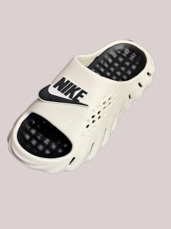 دمپایی ابری مردانه وارداتی بزرگ پا بسیار نرم طرح ددی نایکی nike رنگ سفید مشکی