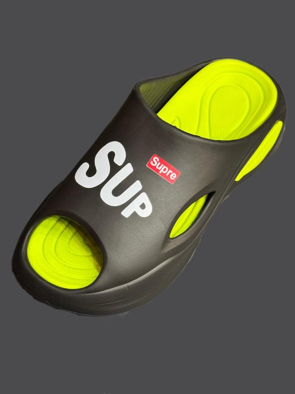 دمپایی ابری مردانه وارداتی بزرگ پا بسیار نرم طرح sup رنگ مشکی سبز