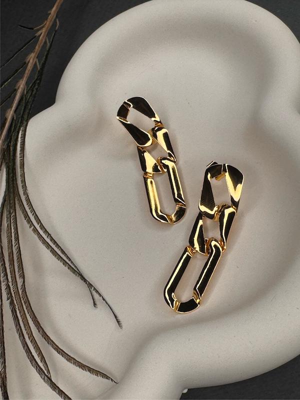 گوشواره زنانه وارداتی طرح کارتیر Cartier رنگ طلایی 