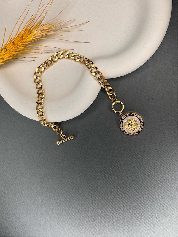 دستبند زنانه وارداتی طرح کارتیر cartier ورساچه versace رنگ طلایی