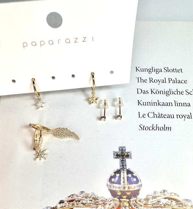 گوشواره زنانه وارداتی ۶ تایی  6pieces  رنگ طلایی