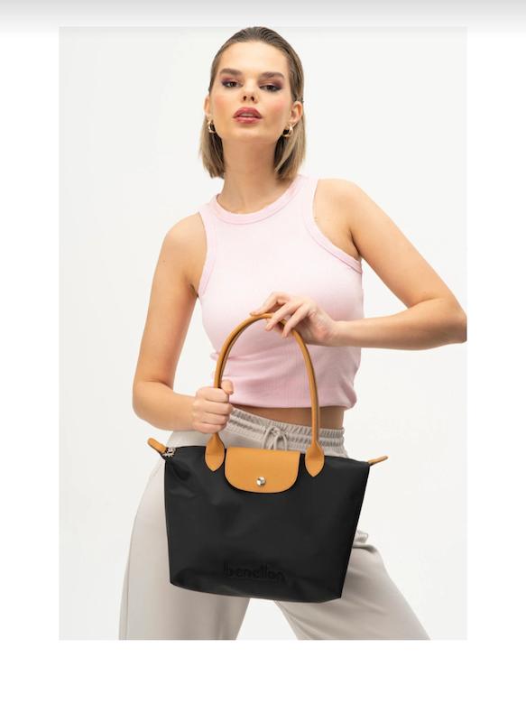 کیف زنانه مشکی بزرگ مینیمال مارک بنتون benetton مدل لانک چامپ longchamp