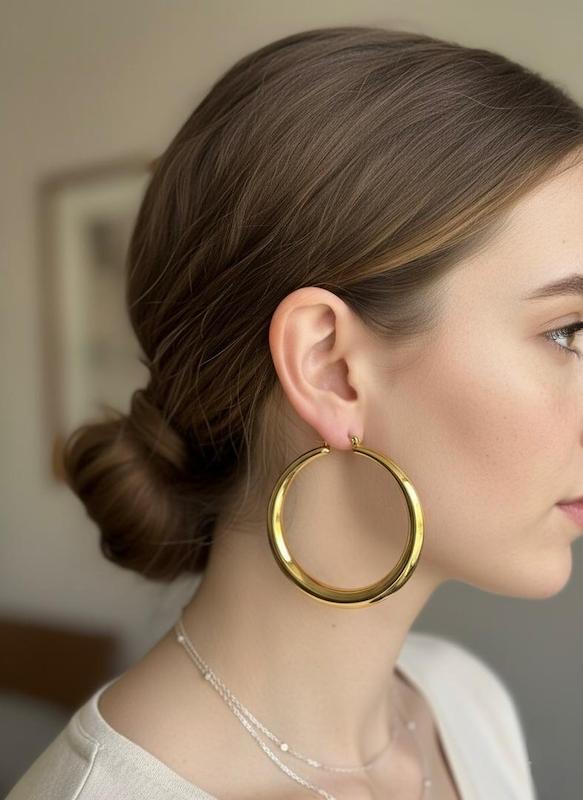 گوشواره زنانه وارداتی طرح Gold round رنگ طلایی