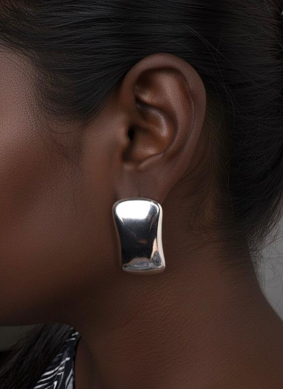 گوشواره زنانه وارداتی طرح Rectangle silver مدل سوزنی رنگ نقره ای 