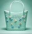 ماکسی بسکت کیف استخری و ساحلی و کراکسی دوبند طرح crocs رنگ سبز