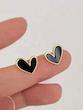 گوشواره زنانه وارداتی طرح heart مشکی small رنگ طلایی