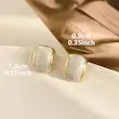 گوشواره زنانه وارداتی طرح مستطیل کرو رنگ طلایی سفید برند shein