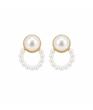 گوشواره زنانه وارداتی طرح pearl round رنگ طلایی برند shein