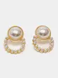 گوشواره زنانه وارداتی طرح pearl round رنگ طلایی برند shein