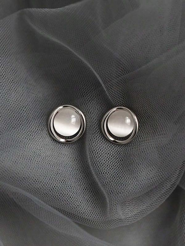 گوشواره زنانه وارداتی طرح round silver نقره ای برند shein