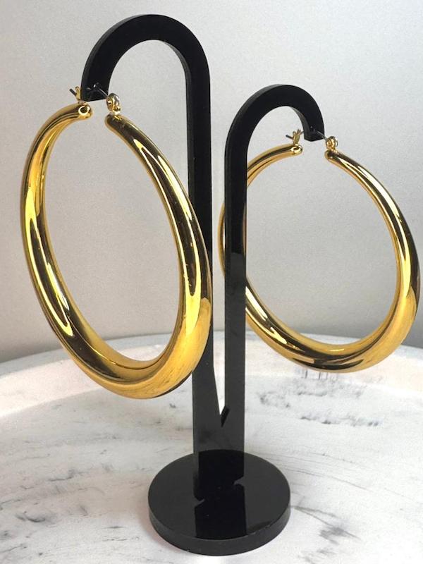 گوشواره زنانه وارداتی طرح Gold round رنگ طلایی