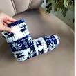 پاپوش وارداتی مدل جورابی زنانه ساقدار رنگ آبی  فری سایز
